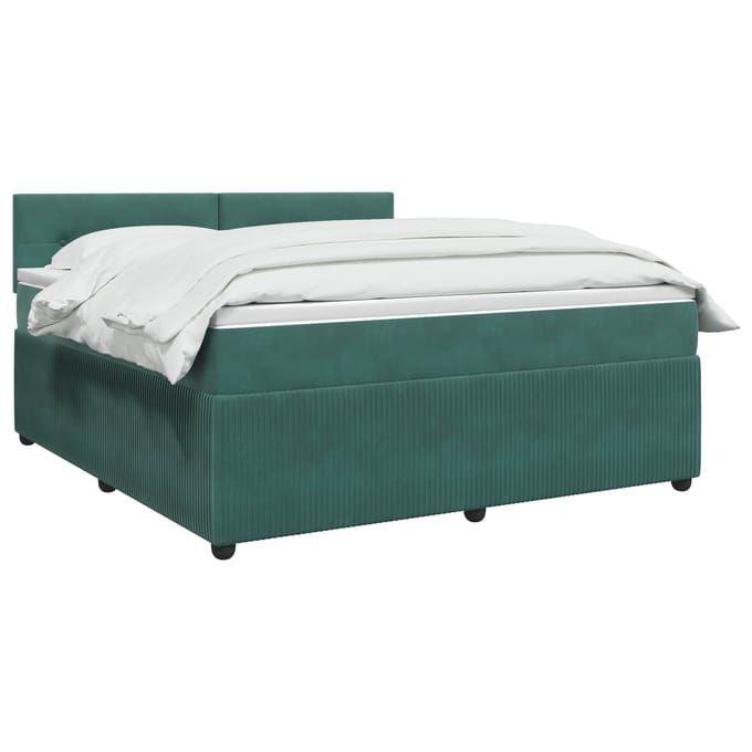vidaXL - Boxspringbed - met - matras - Donkergroen - 140 - x - 200 - cm - Fluweel