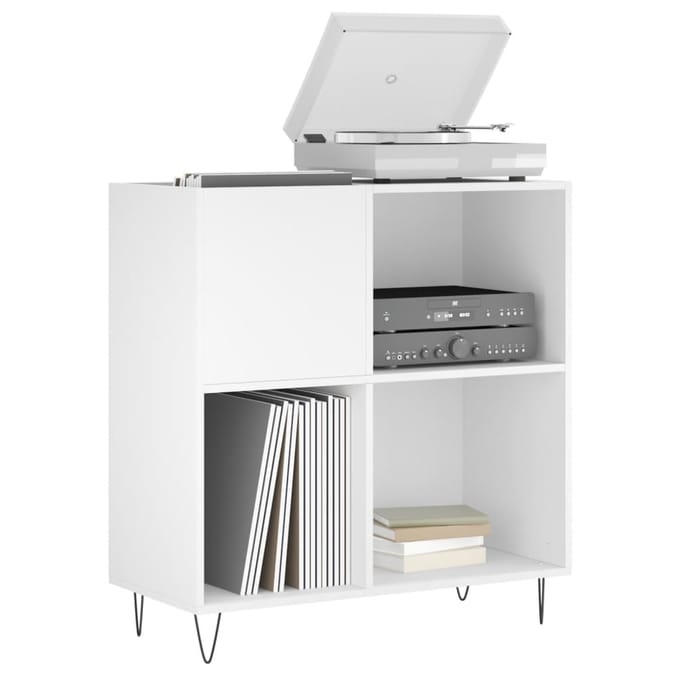vidaXL - Platenkast - 84,5x38x89 - cm - bewerkt - hout - wit