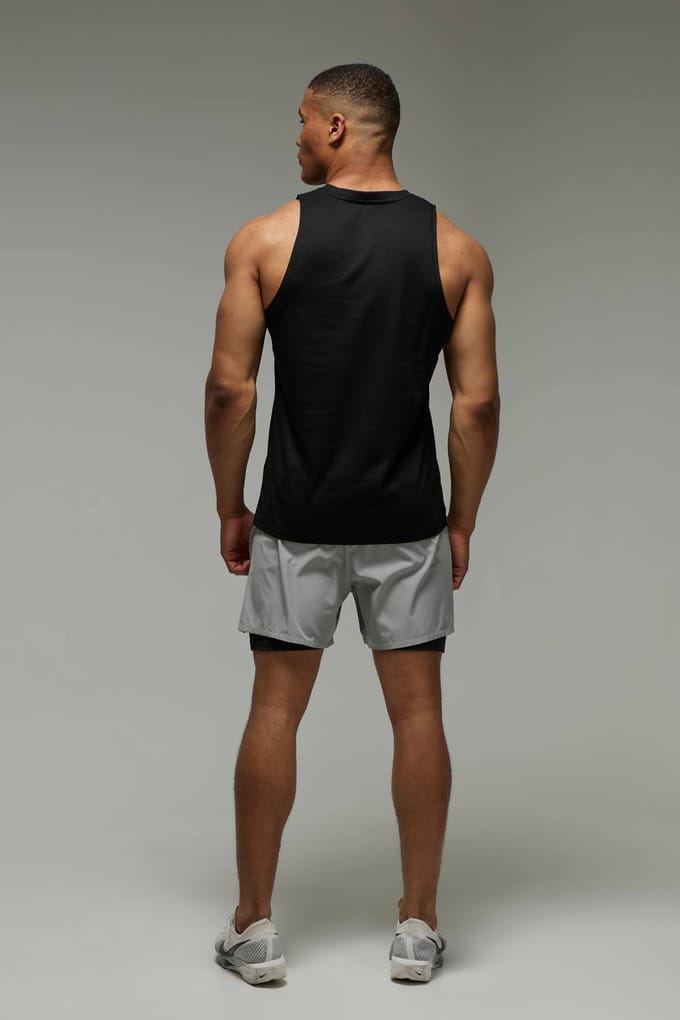 Men's Active Stretch Woven 2in1 Shorts | Light Grey | Size Medium