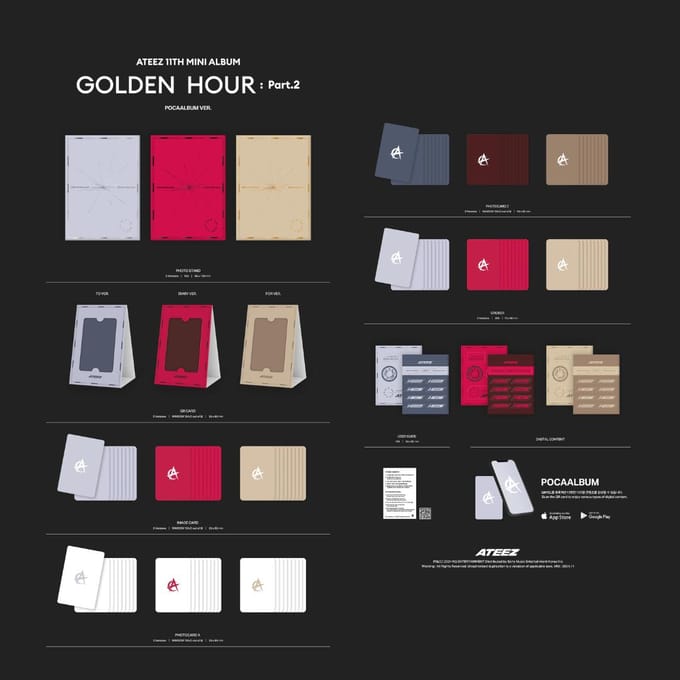 ATEEZ - 11e mini-album GOLDEN HOUR : Deel.2 (POCA ver.) RANDOM 1PCS red