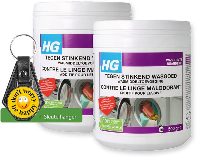 Hg Wasmiddel stinkend wasgoed - 2 Stuks - Inclusief sleutelhanger