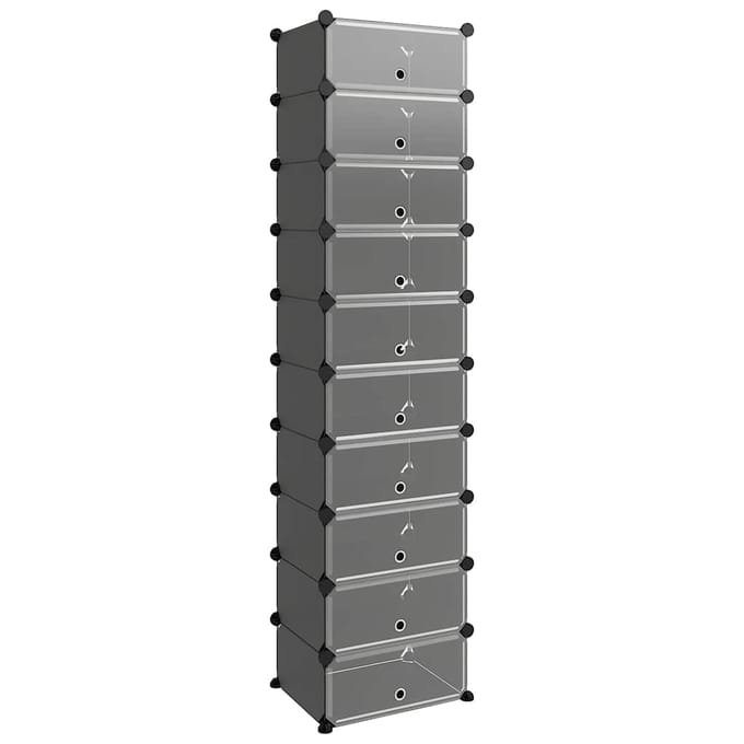 vidaXL - Schoenenrek - 44x32x174 - cm - polypropeen - zwart