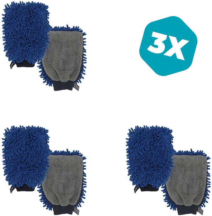 3 × Washandschoen - Auto wassen - Motor wassen - Chenille microvezels