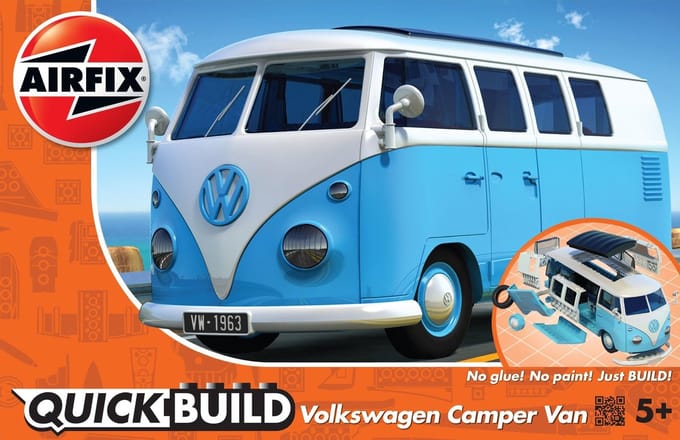 Airfix Modelbouwpakket Auto - J6024 QUICKBUILD Volkswagen VW Camper Bus - Blauw - Wit Plastic - Airfix - Modelbouw