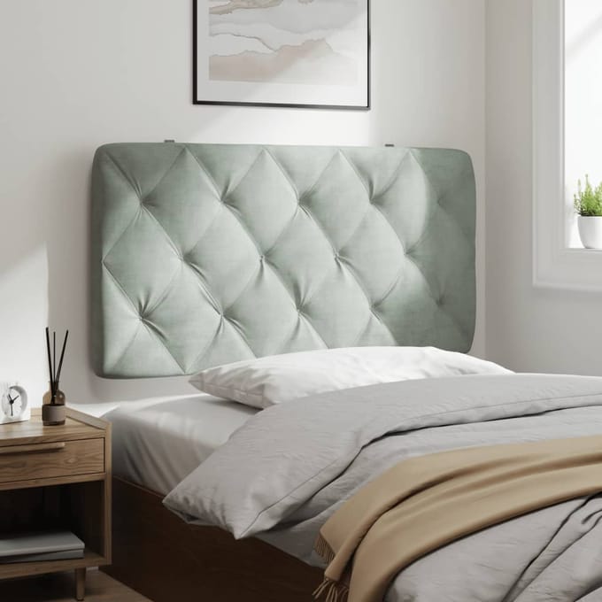 vidaXL - Hoofdbordkussen - 100 - cm - velvet - lichtgrijs