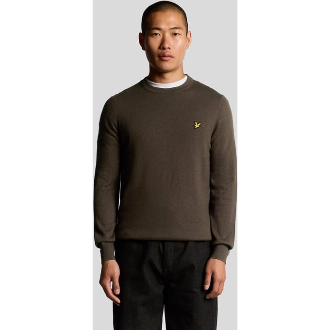 Lyle & Scott Cotton merino crew neck jumper - espresso