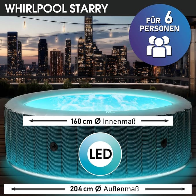 Luxe Opblaasbare Whirlpool Starry LED – 204x70 cm – Industrohome