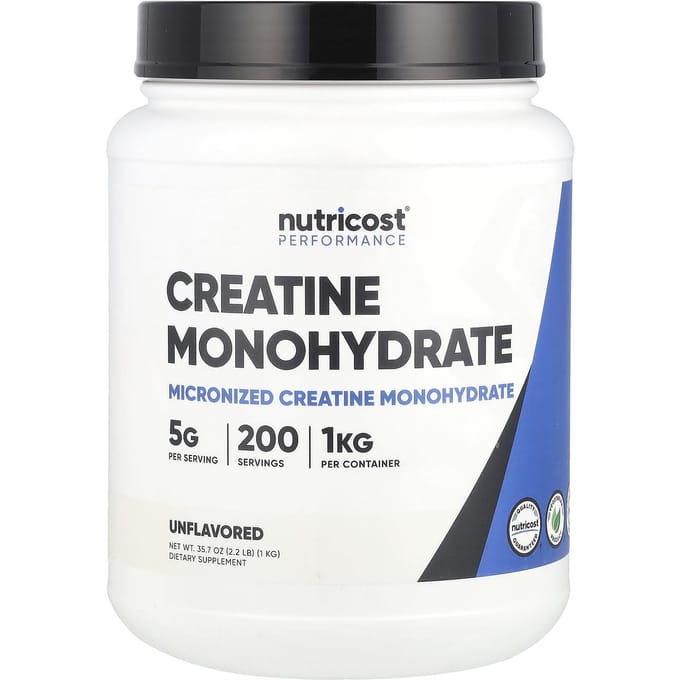 Nutricost, Athletic Performance, Creatine Monohydraat, Ongeflavoreerd, 1 kg (1 kg)