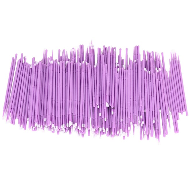 Lot de 200 cotons-tiges pour cils greffés, micro-applicateurs, pinceaux de maquillage, violet violet