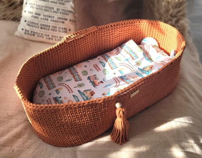 Mozesmand BOHO Handgemaakt katoen met matras - terracotta