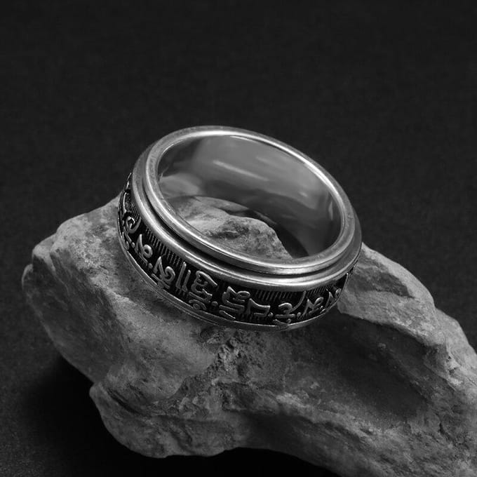 Ringen Draaibare Tibetaanse Zes - Karakter Mantra Ring Om Mani Padme Amulet Sieraden 10