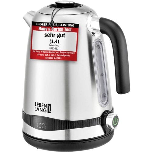 Lebenlang LBE2662 Waterkoker BPA-vrij, Met display Aantal/Volume: 1.7 l RVS