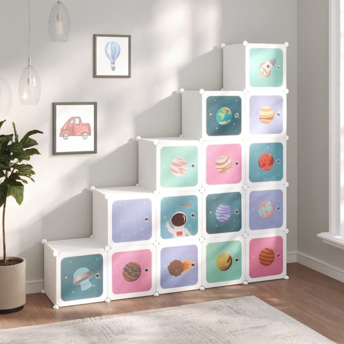 Vidaxl Étagère Cubique Pour Enfants Avec 15 Compartiments, Blanche, PP
