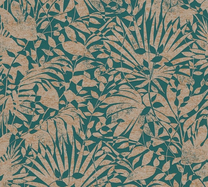 BLADEREN BEHANG | Botanisch - groen goud - A.S. Création The Bos
