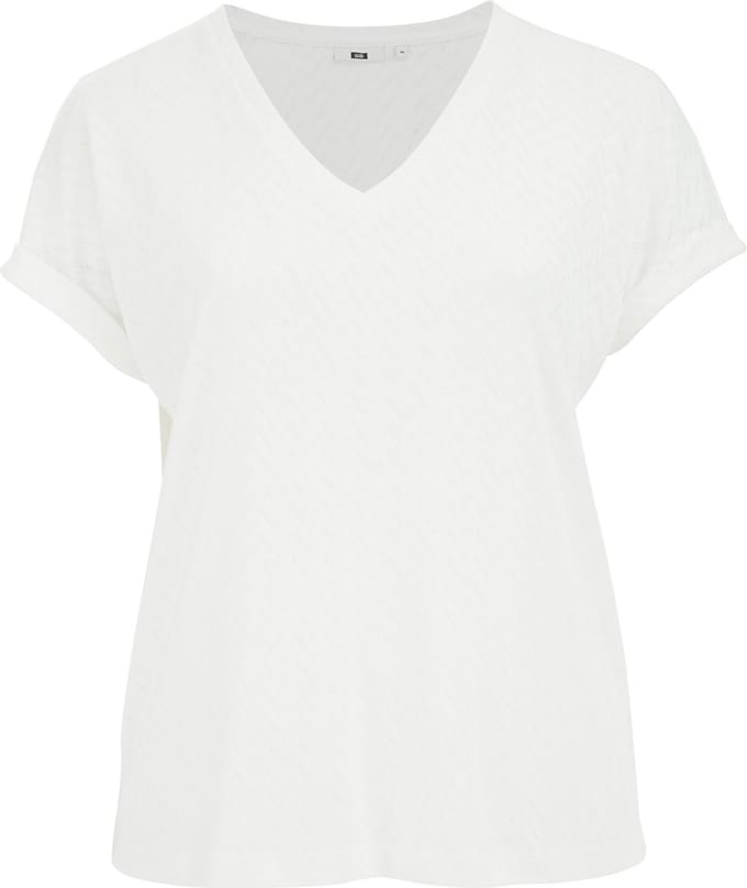 WE Fashion Dames T-shirt met opengewerkte structuur - Curve