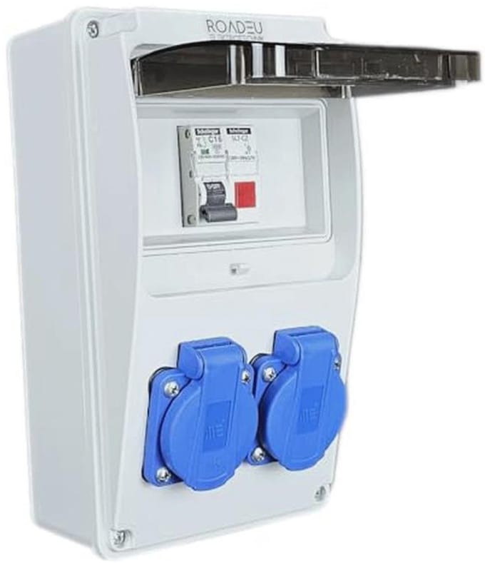 Stroomverdeler met LED-indicator en 2x Schuko stopcontacten - IP54