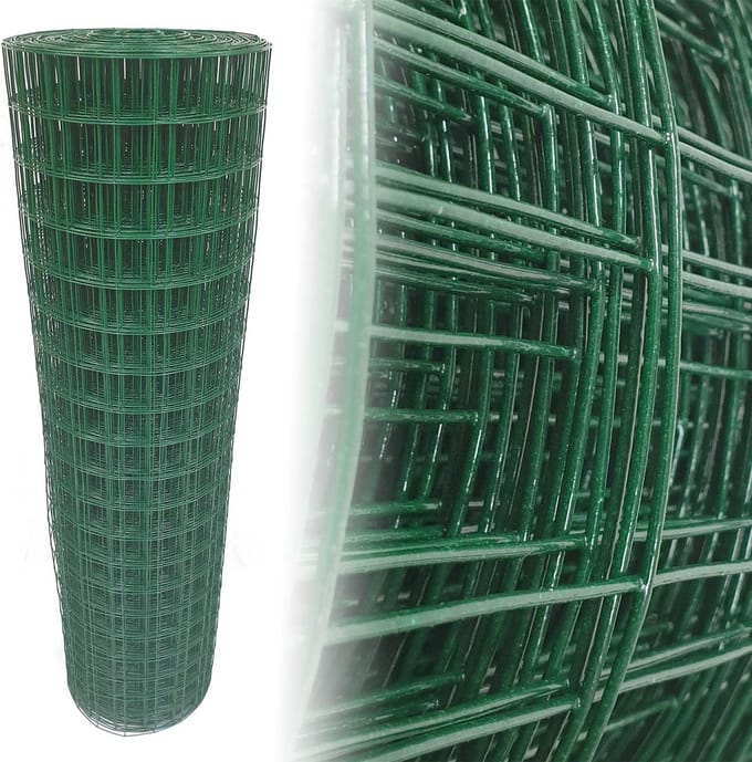 Tuingaas Plantengaas - 100cm hoogx25m lang - 5x5cm maaswijdte 1,65mm draaddikte - groen geplastificeerd