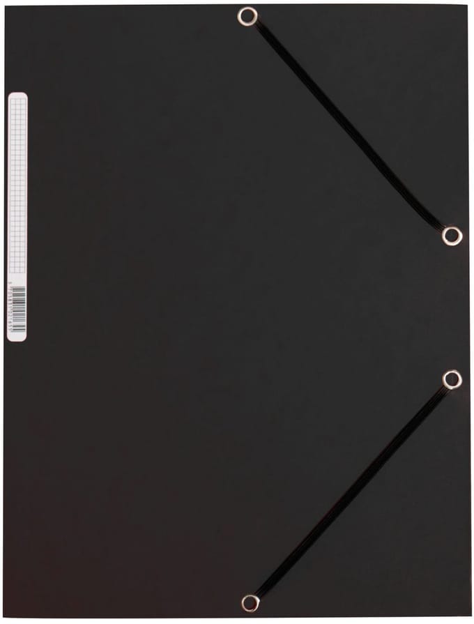Q-CONNECT elastomap, A4, 3 kleppen en elastieken, karton, zwart