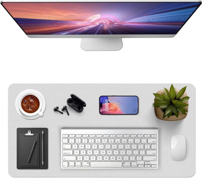 Bureauonderlegger - Bureau mat - Bureau organiseren - Waterdicht PVC-leer - 60 x 40 cm - Grijs