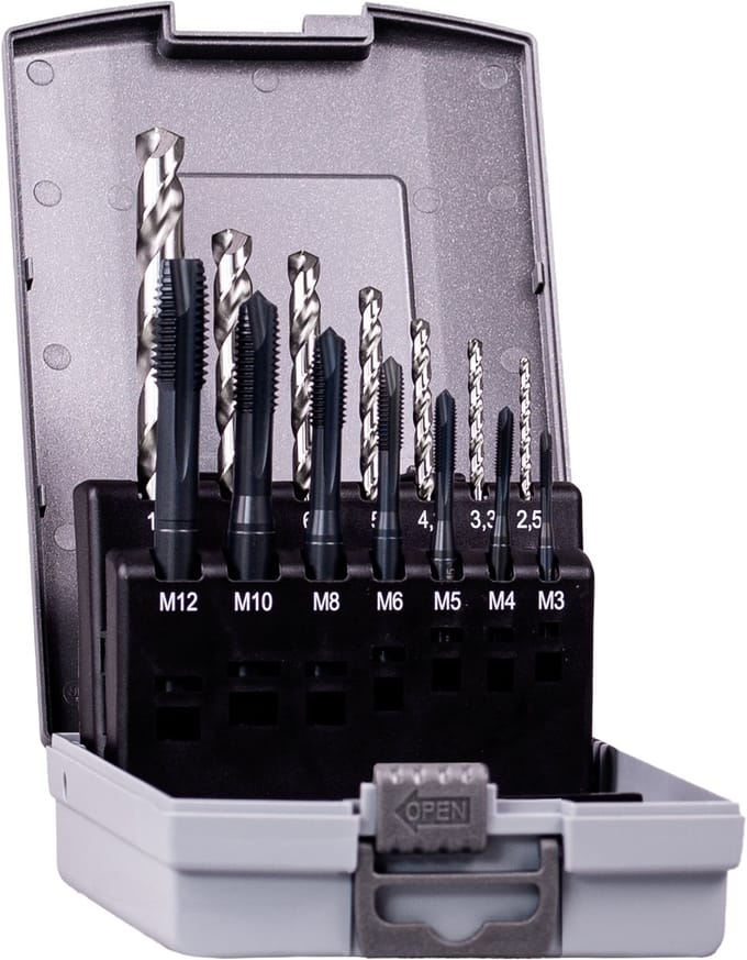 NTools HSS-Co Machinetappenset UNI PRO+Voorboor M3-M12 14-delig