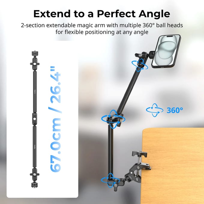 SmallRig Magic Arm Support met krabvormige klemset voor MagSafe telefooncamera actiecamera universele desktopopnames -5626