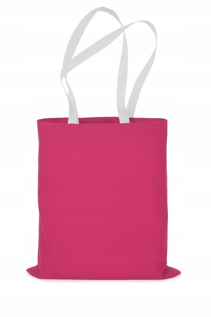 Roze Katoenen Shopper Tas 38x42cm, 220g, Lange Witte Handvatten