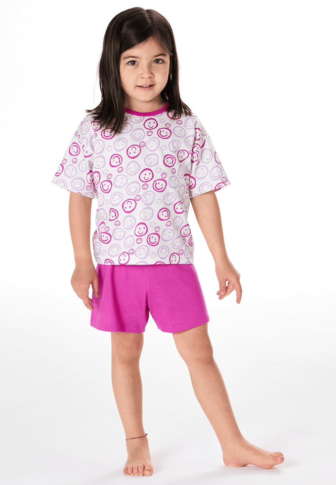 Korte pyjama Smileys, off-white - Kids Nightwear 92