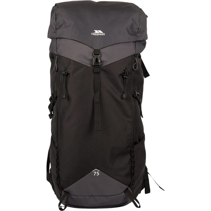 Trespass Pass 75L Rugzak (Zwart/Donkergrijs)