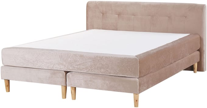 MARQUISE - Tweepersoons boxspring - Beige - 180 x 200 cm - Fluweel