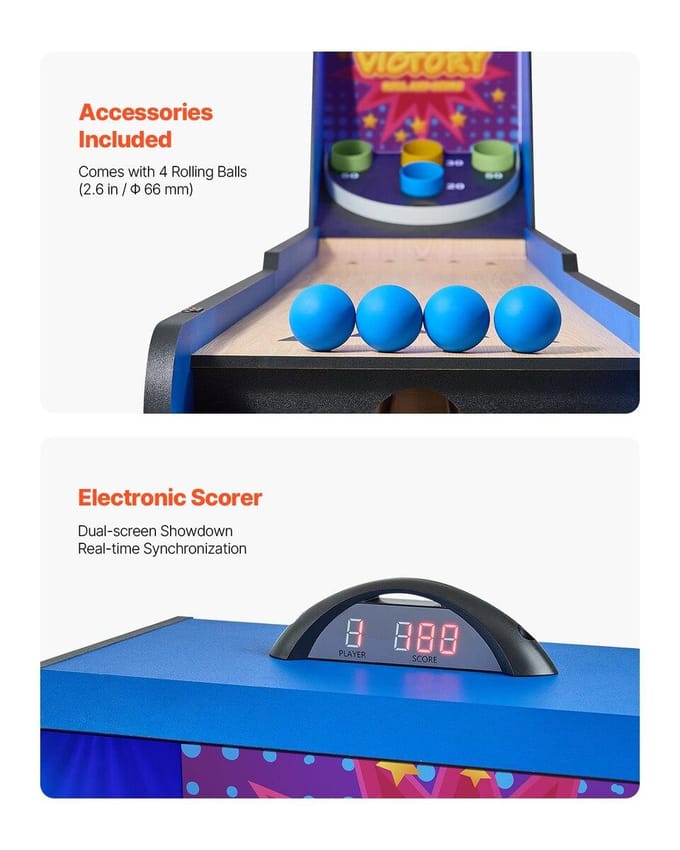 8 ft Roll & Score Arcade Speltafel Elektronische Scorer Speelkamer 4 Ballen