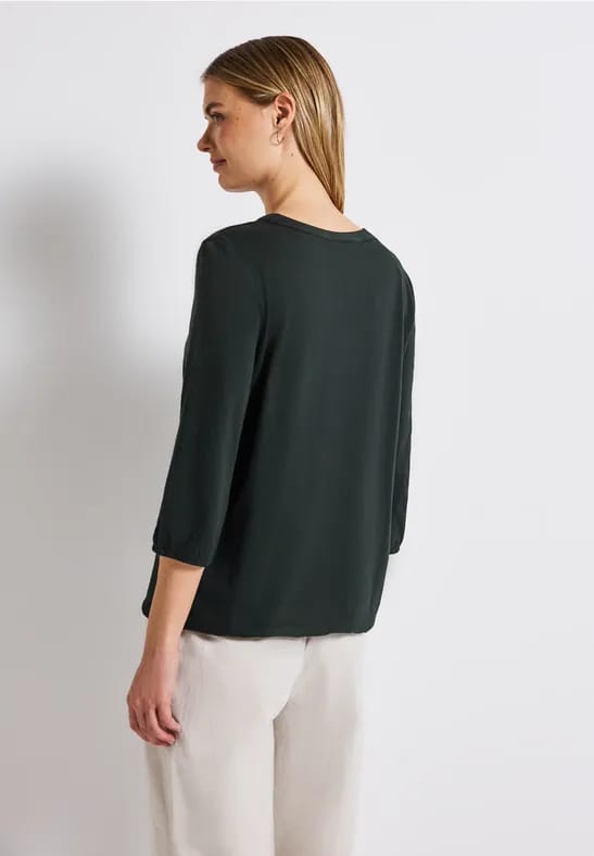 Shirt van jersey met gespleten hals