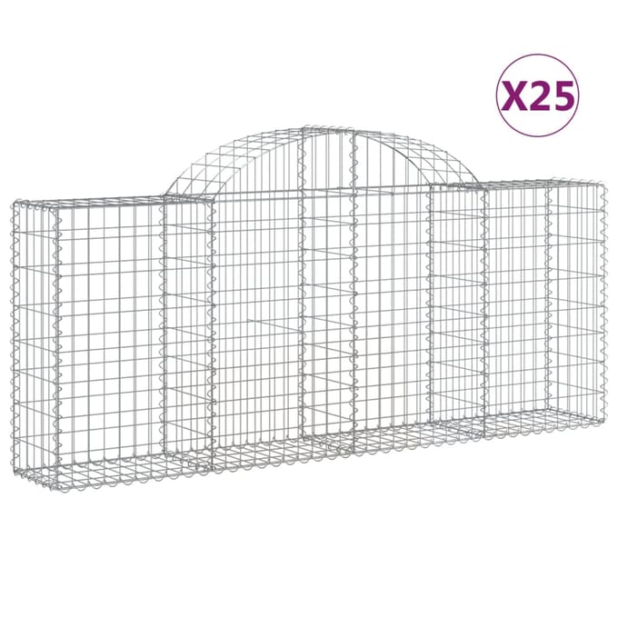 vidaXL - Schanskorven - 25 - st - gewelfd - 200x30x80/100 - cm - ijzer
