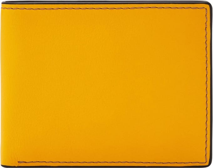 FOSSIL Leren Portemonnee Steven FPW Bifold Wallet Golden Yellow Mosterdgeel