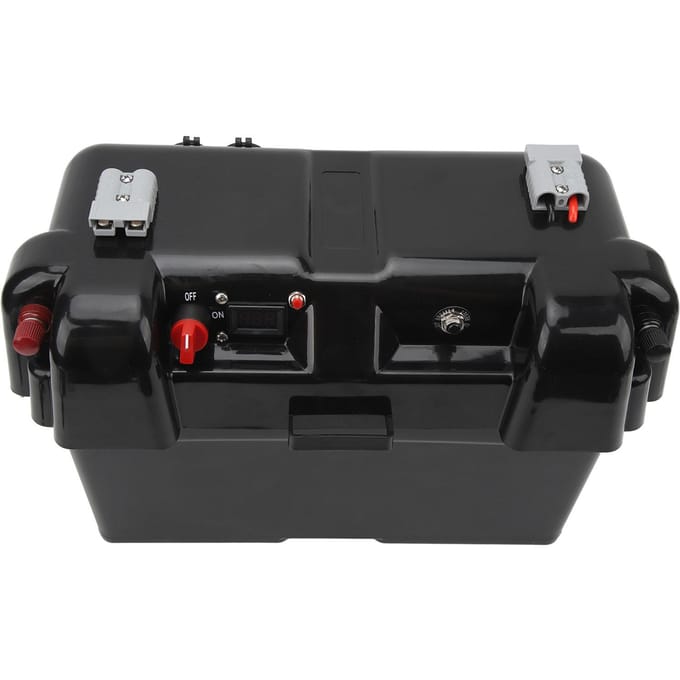 Marine Batterijlader Box Dubbele USB-aansluiting 12V Snelkoppeling Spanningsindicator Slimme Motorbatterij black