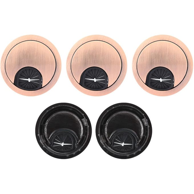5 stuks Zinklegering Bureau Kabelgat Afdekking Tafel Grommet Gat Openingsdiameter 50mm (Rood Brons)