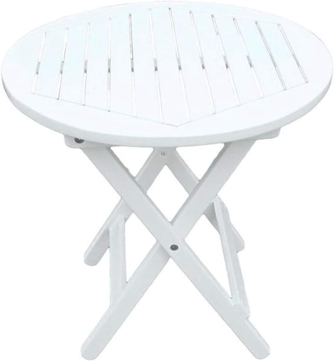 Bijzettafel rond - Houten tafel - Buiten genieten - Inklapbaar ontwerp - 50 cm diameter - Wit
