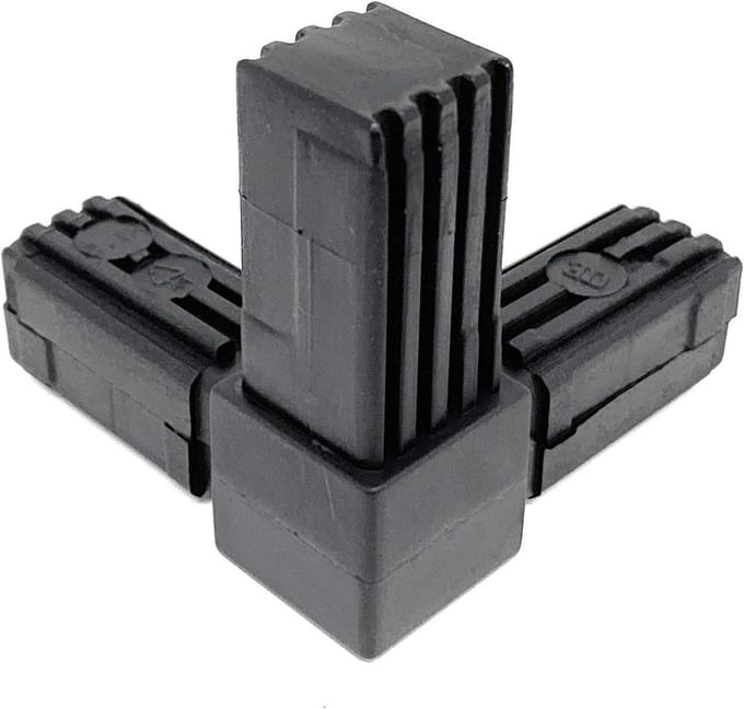Pijpverbinders 90 graden - Hoek connectors - Frame constructie - Tweedelig ontwerp - 20 x 20 mm - Zwart
