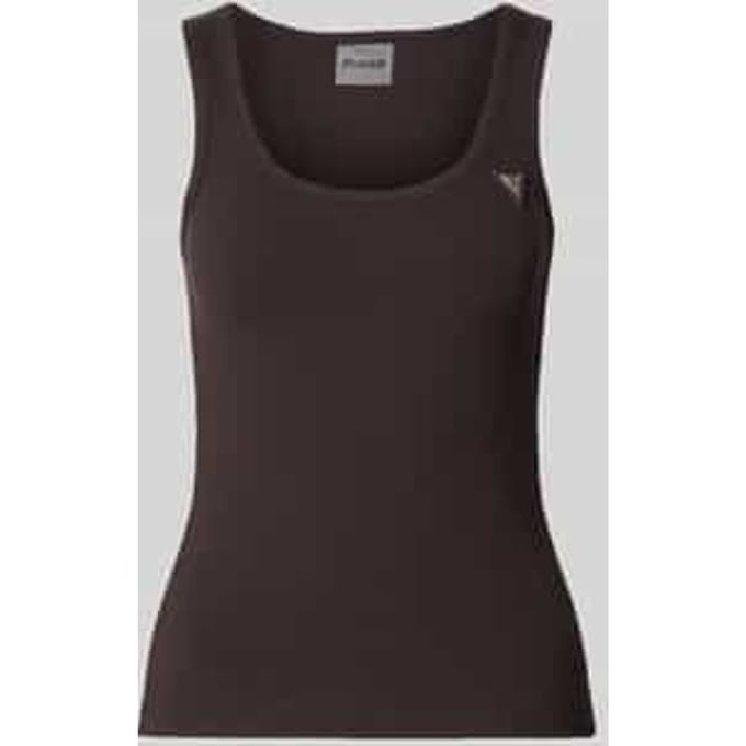 Tanktop in riblook met labelapplicatie model 'COLETTE'