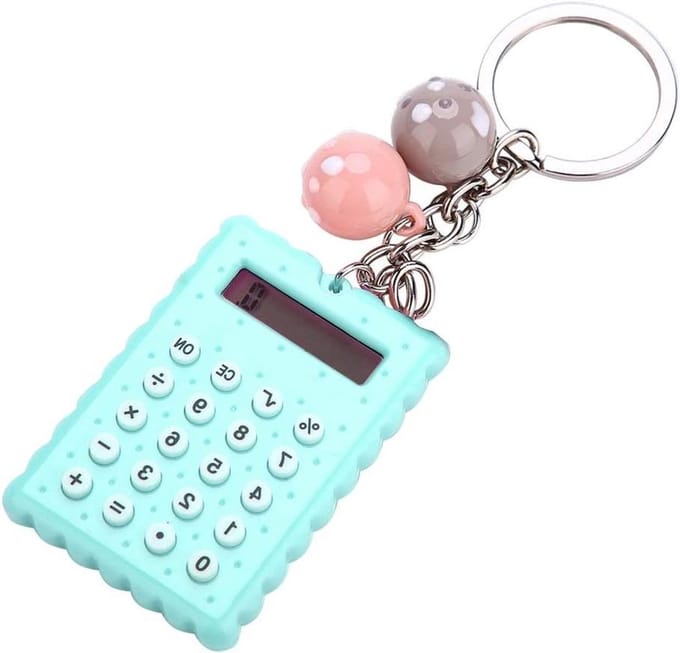 Mini Rekenmachine - Zakrekenmachine - Dagelijks Gebruik - Met Sleutelhanger - 5.5 cm - Groen