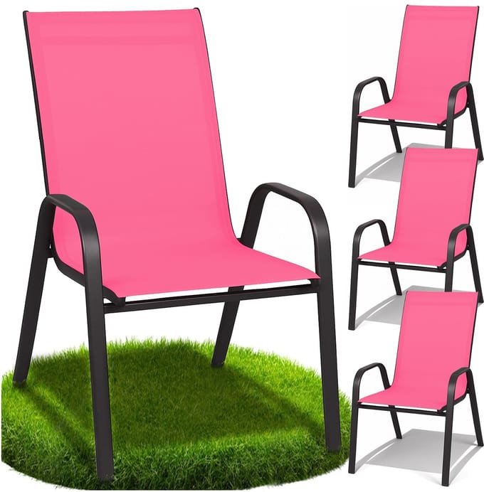 GoGarden - Tuinstoel - Roze - Metalen Frame - Vier Stuks