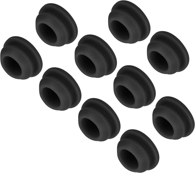 Siliconen afdekstop 10,5 mm montagediameter 2 mm groef rond zwart - 10 stuks