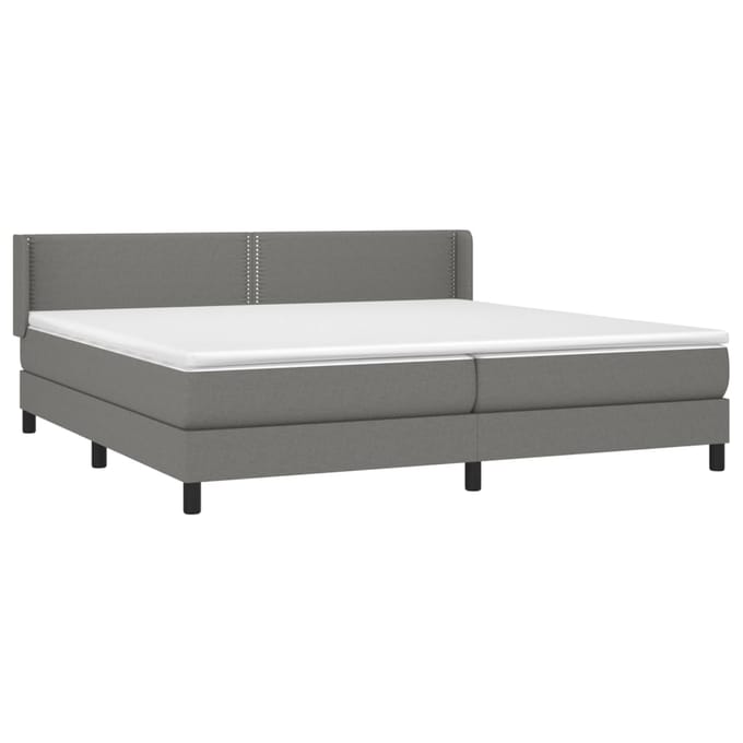 vidaXL - Boxspring - met - matras - stof - donkergrijs - 200x200 - cm