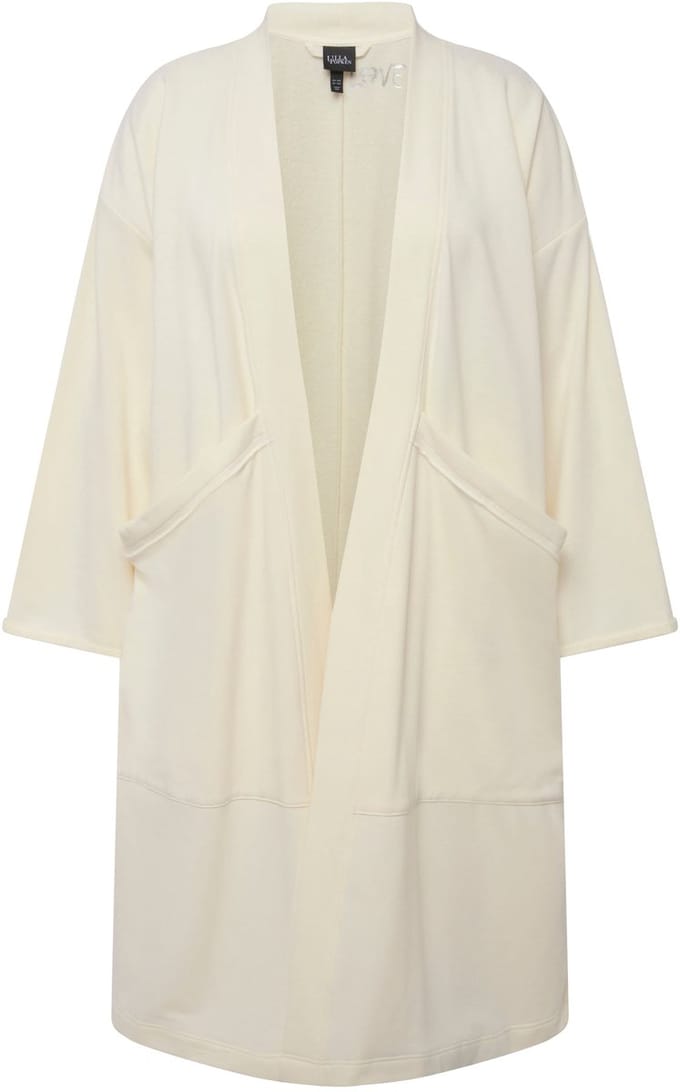 Ulla Popken - Dames - Loungewear lange jas oversized knuffelzacht extra lang - Krijt - Maat 54+