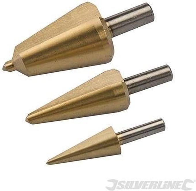 Silverline 3-delige titanium geplateerde HSS plaatboor set