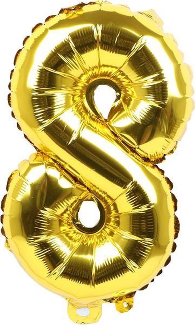 New Age Devi - Folie-Cijferballon Goud - 8 - 41cm