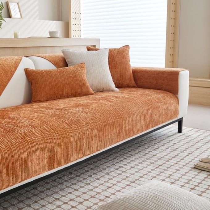 Chenille Sofakussen High-End Vier Seizoenen Universeel Antislip Sofazitkussens Streep Hoes Handdoek 90*210cm