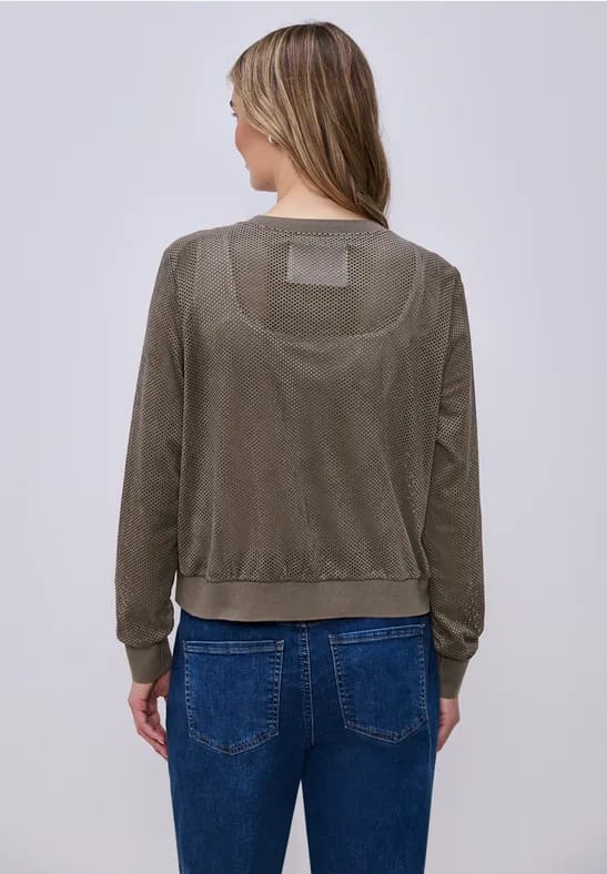 Blouson van velours mesh met ritssluiting