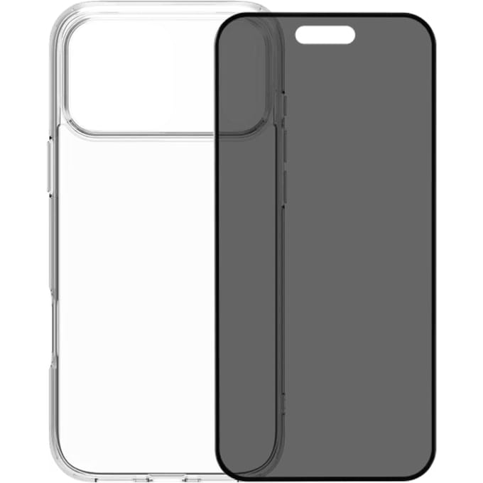 BlueBuilt Protective Back Cover iPhone 17 Pro Max Transparant + BlueBuilt iPhone 17 Pro Max Privacy Screenprotector Glas
