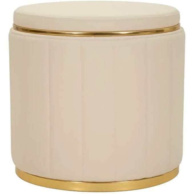 Poef London Pouf With Storage Cream Ø 46,5×44 cm