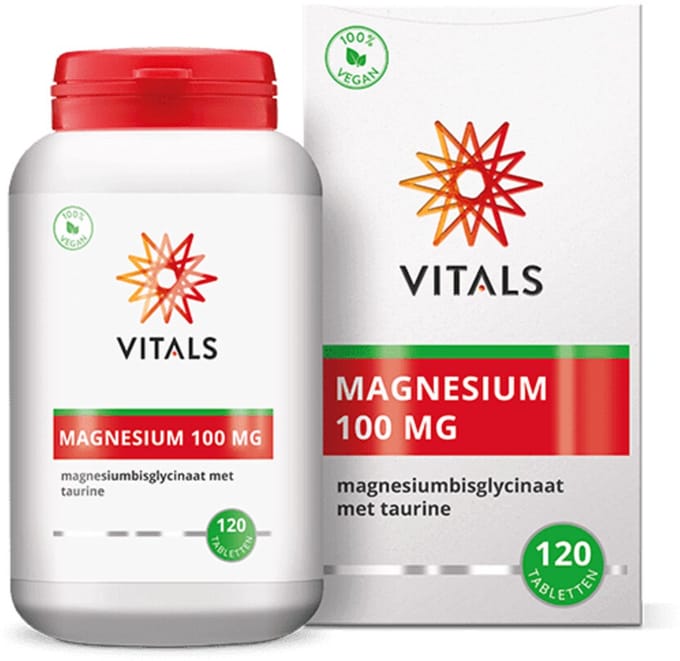 Vitals - Magnesium Bisglycinaat 100mg - 2 x 120 tabletten - Voordeelverpakking